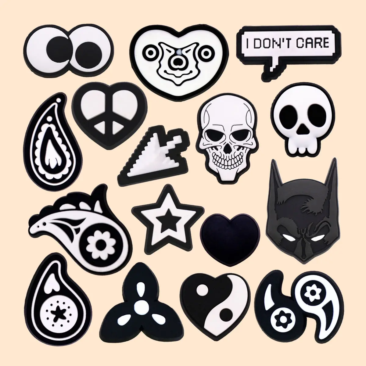 Original 1pcs Fashion Cashew PVC Shoe Charms Accessories Scary Skull Clogs Pins Clips Funny Eyes Sandal Upper Decorations Buckle