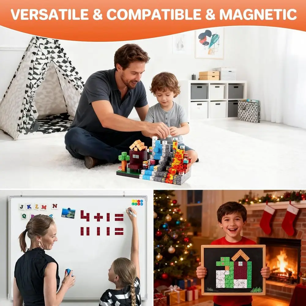 470피스 자석 블록 세트, 3-10세 어린이를 위한 교육용 STEM 장난감, 몬테소리 영감, 남아 및 여아에게 이상적, S