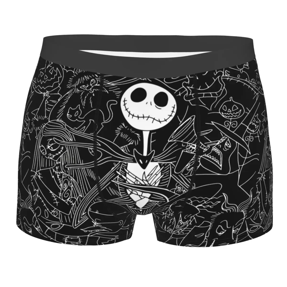 

Мужское нижнее белье Nightmare Before Christmas, эластичные трусы-боксеры на Хэллоуин с Джеком Скеллингтоном, мягкие трусы для мужчин