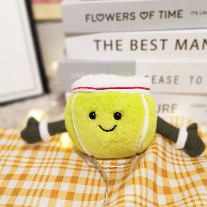 Simulação Tennis Ball Plush Toy para crianças, adereços bonitos, Acompanhar travesseiro, presentes macios para meninas e meninos, decoração do quarto