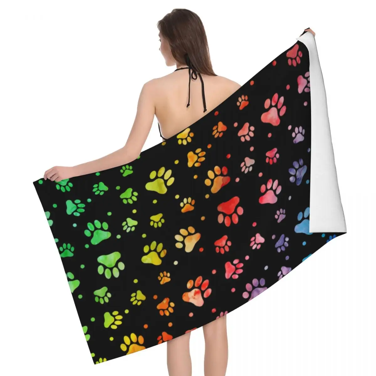 

Custom Dog Paw Watercolor Quick Dry Microfiber Bath Beach Towel Soft Linen Sports Shower Towels