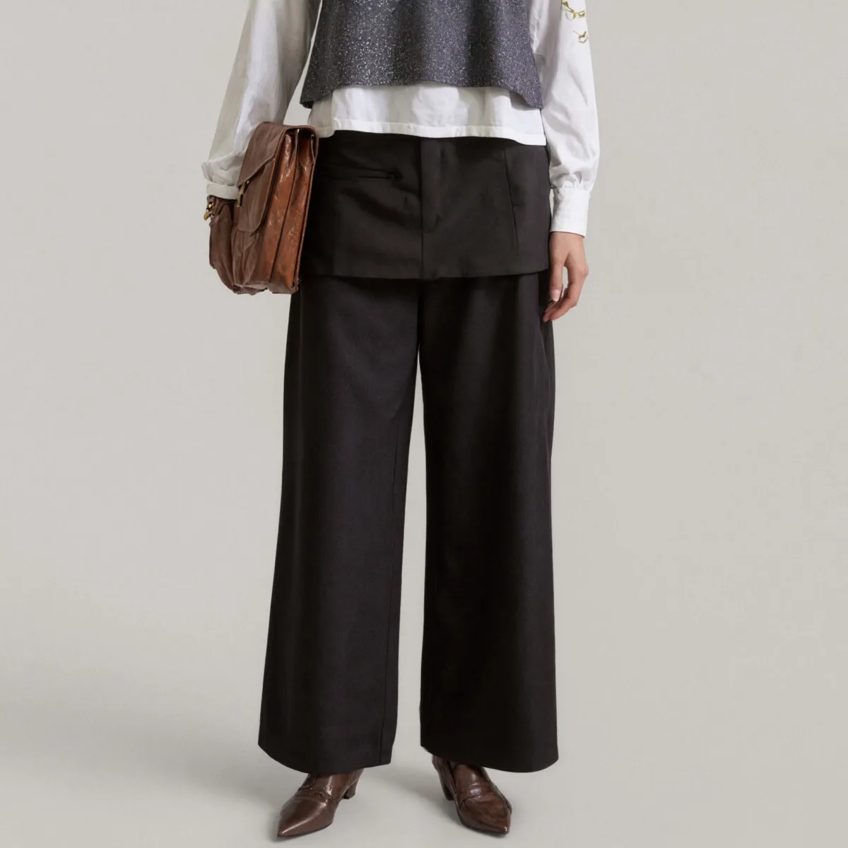 CiCi مصمم الأزياء قطعتين مجموعة السراويل للنساء 2025 ربيع الخريف جديد فضفاض واسعة الساق بنطلون مستقيم #4