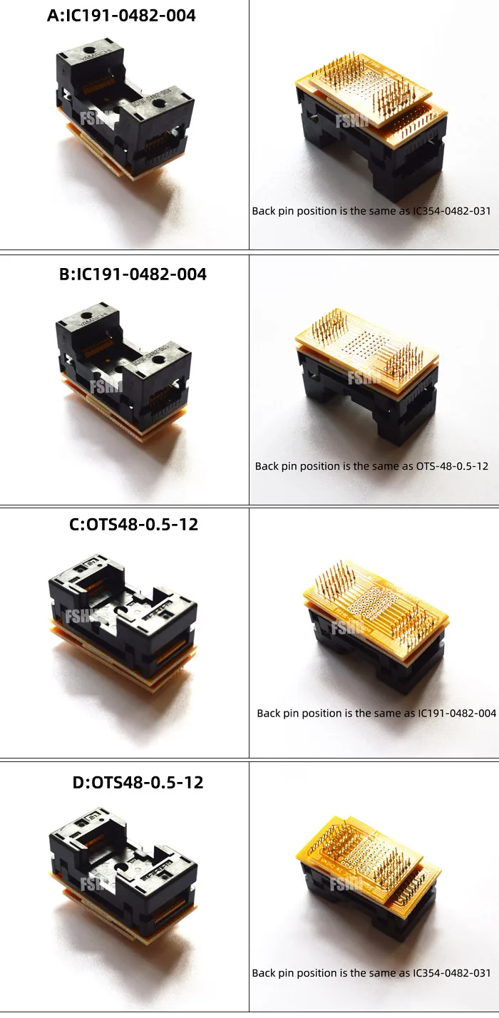 IC191-0482-004 em vez de OTS48-0.5-12 IC354-0482-031 soquete de teste 0.5mm TSOP48 soquete NAND FLASH chip soquete de teste