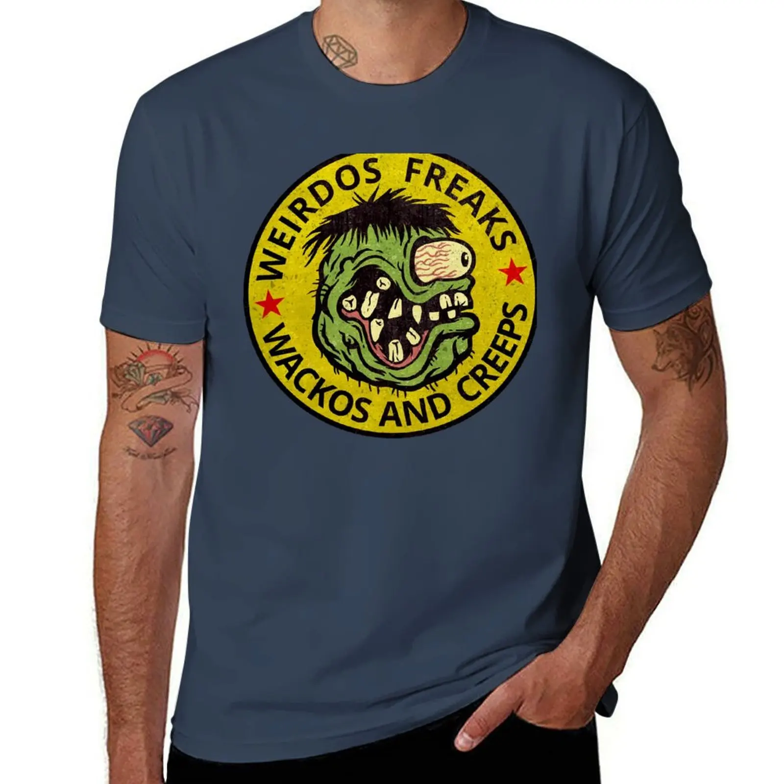 

Wackos and Introverts for Creeps Emblem Weirdos Freaks T-Shirt Art Pattern Printed Casual Top