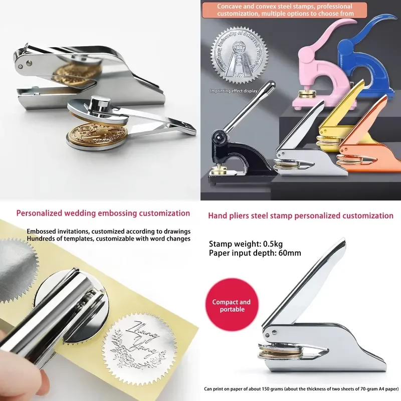Wholesale Custom Design Hand Pliers Advertising Engraving Embossing Stamp Notary Common Seal for Office Use
