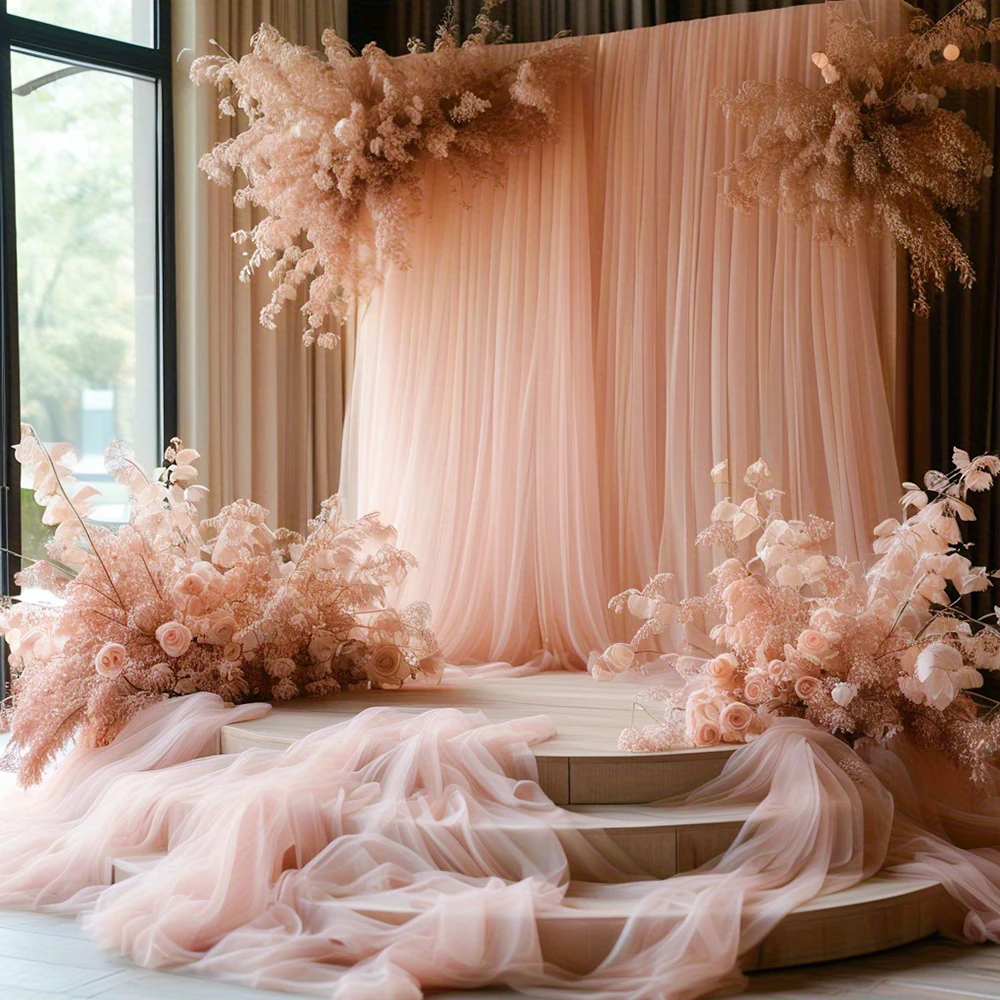 Rideau d'arrière-plan en gaze en maille, pour fêtes, rideaux Photo sans plis, décoration en tissu pour fête d'anniversaire et mariage