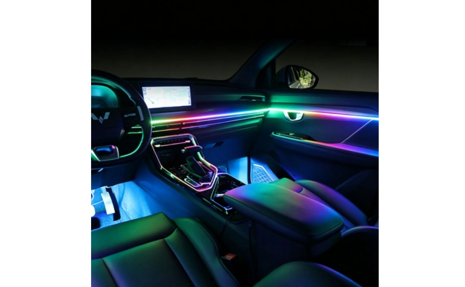 6 Pieces Acrylic Interior Car LED Lights App Controlled Car Ambient Lighting Kit Acrylic Light Strips Multicolor for Drivers