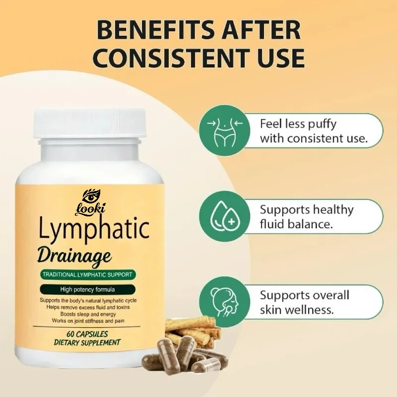 Lymphatic Drainage Supplement Capsule, Used for Immune Health, Containing Echinacea, Dandelion, and Burdock -60 Capsules