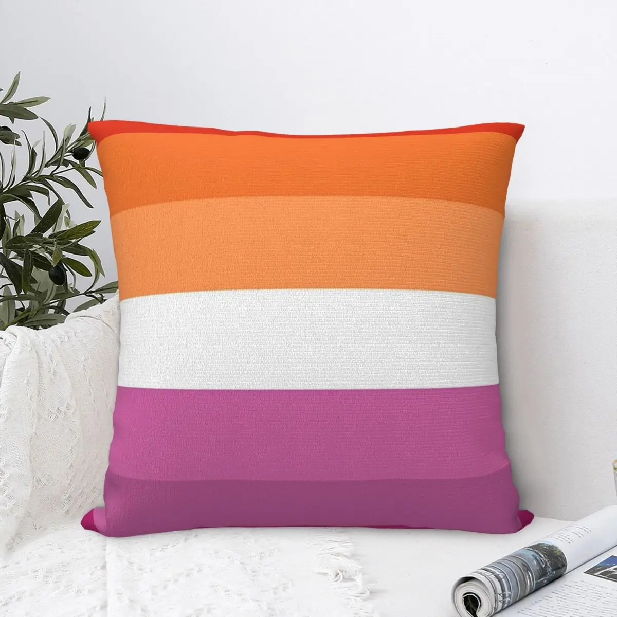 Magenta Lines Lesbian Pride Flag Butch Femme Pride Flag Square Pillowcase Pillow Cover Comfort Throw Pillow For Home Living Room