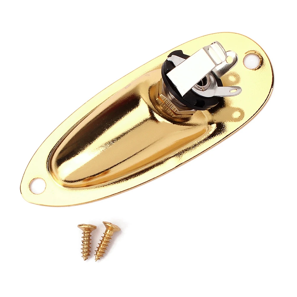 

Boat-shaped Socket Guitar Endpin Jack Right Angle Output Golden Plate Input Plug