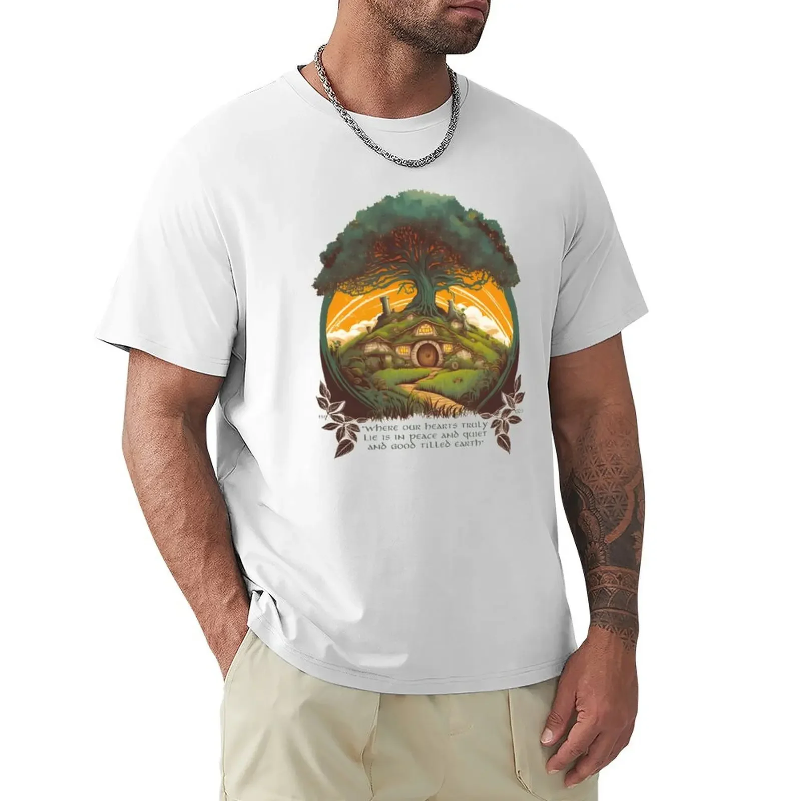 

Round Doors under a Tree - Fantasy T-shirt new edition for a boy t shirts for men cotton