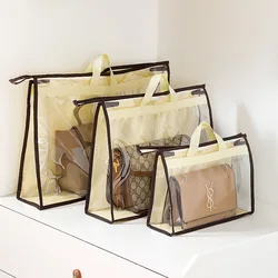 1pc Dust-Proof Transparent Storage Bag Organizer Hanging Handbag Cover with Zipper High Capacity Bags