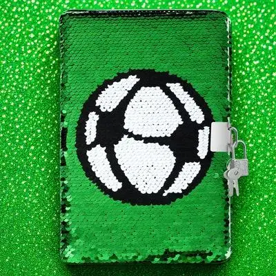 

Football Notebook Sequin Cover Lock For Diary With Lock Women Journal Notepad Travel Use