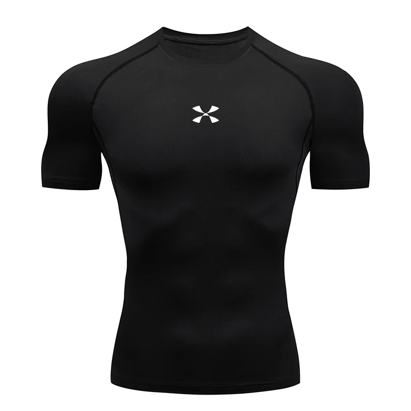 Mens Short Sleeve Compression Base Layer Crew Neck Quick Dry Moisture Wicking Gym Fitness Training Shirt