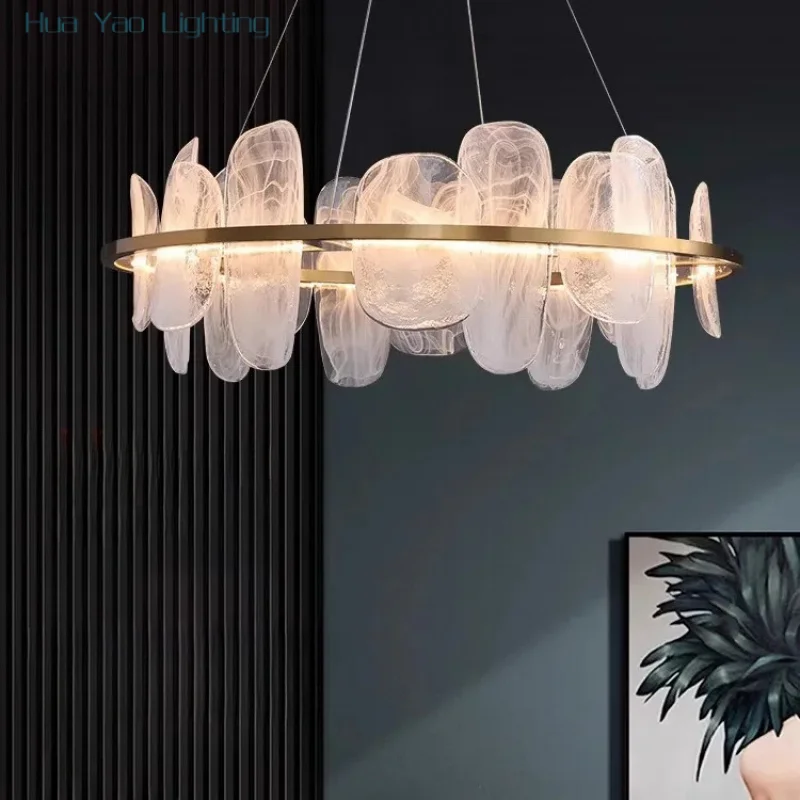 

2025 luxury chandelier living room light simple creative cloud glass dining room light household atmosphere bedroom light