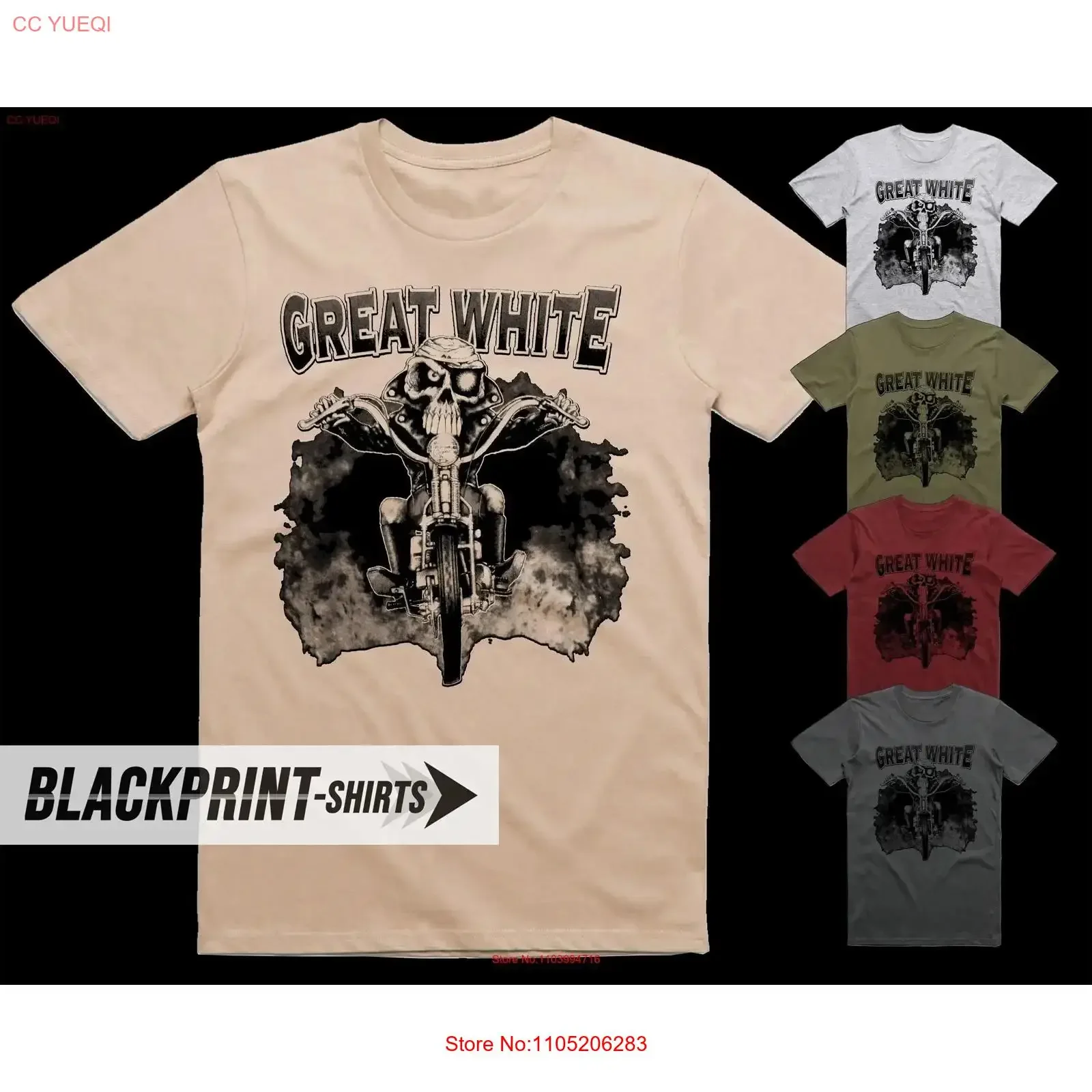 

Футболка Great White Motorcycle, хлопковая мужская, все размеры S 5XL, 18 цветов, постер, обложка альбома, винтажная стираная повседневная унисекс, мягкая
