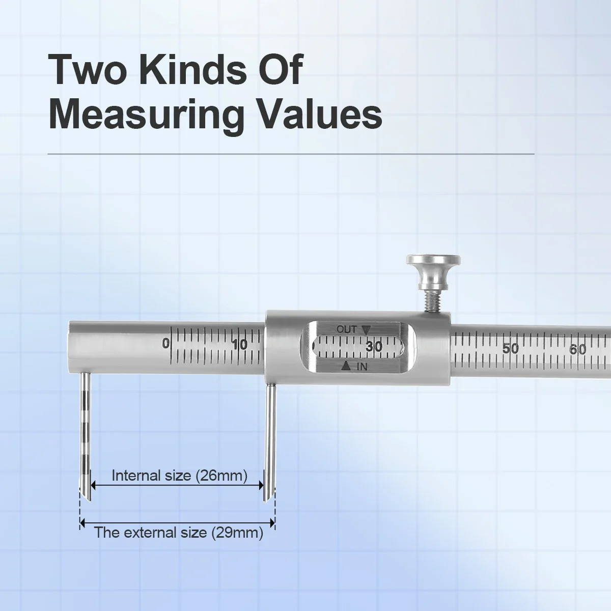 Dental Orthodontic Sliding Caliper 0-80mm, Stainless Steel Implant Measuring Gauge, Double Scale Caliper for Dentistry Tools