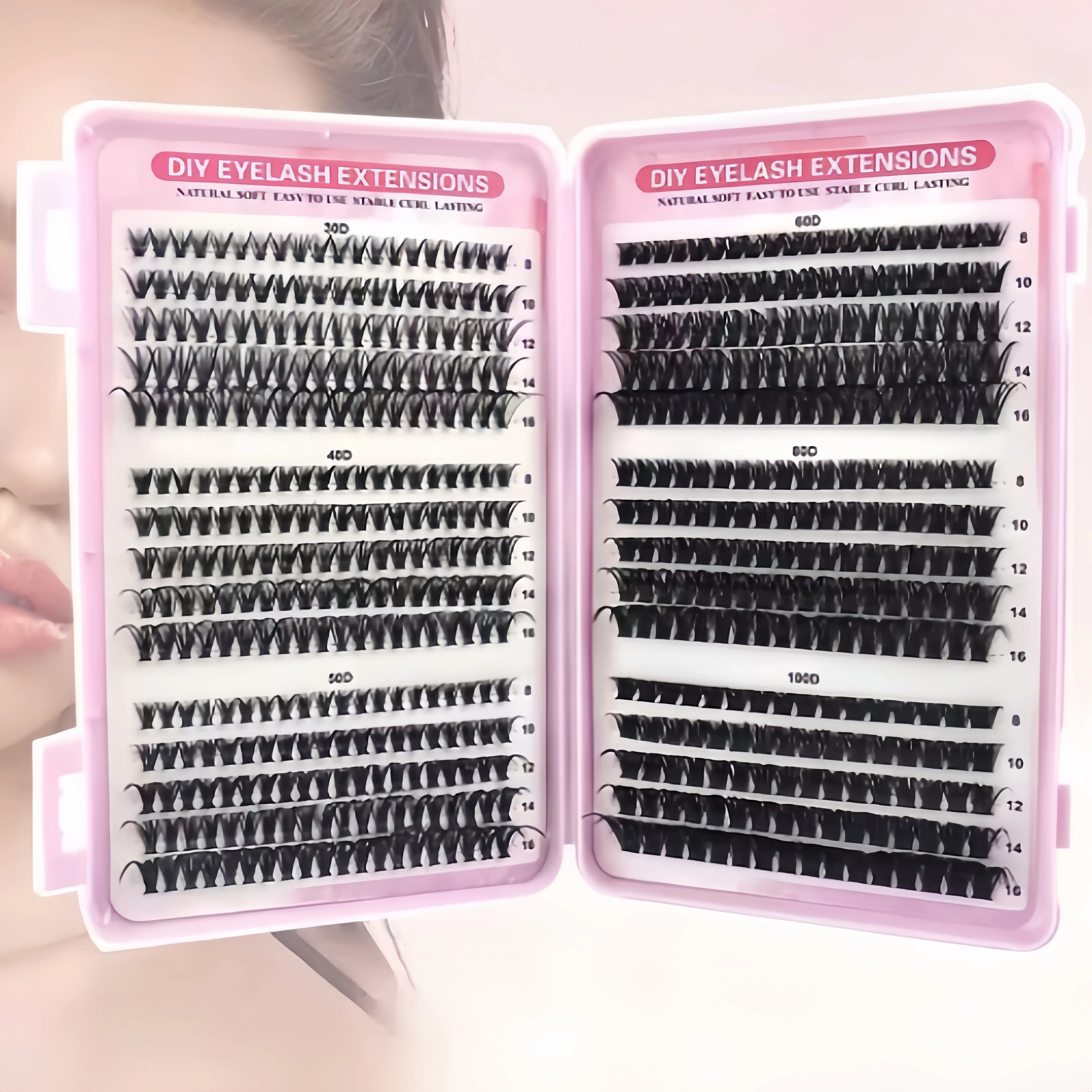 D Volume High Density False Eyelash Set for Beginners,Thick Curled Lashes 30D-100D,Long-Lasting  Styles for Various Makeup Looks