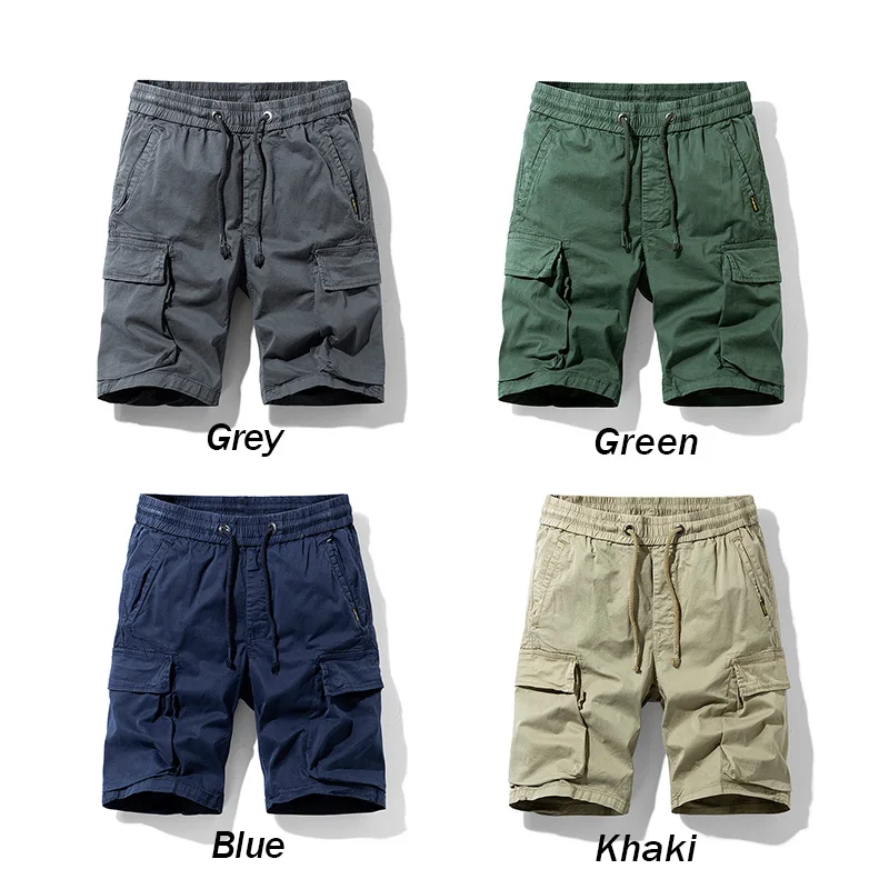 Men's Fashion New Cargo Cotton Shorts Plus Size Mens Summer Breeches Multi-Pocket Shorts Men Spring Casual Joggers Shorts Male