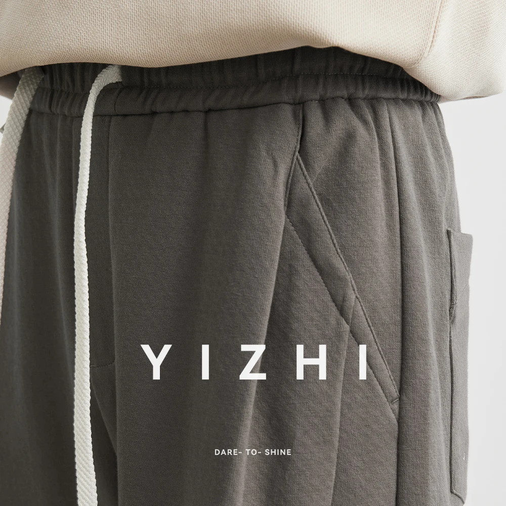 New Men's Casual Pants Wide Leg Straight 67% Cotton Fabric Outdoor Sweatpants Neutral High-quality Soft Long Baggy Trousers