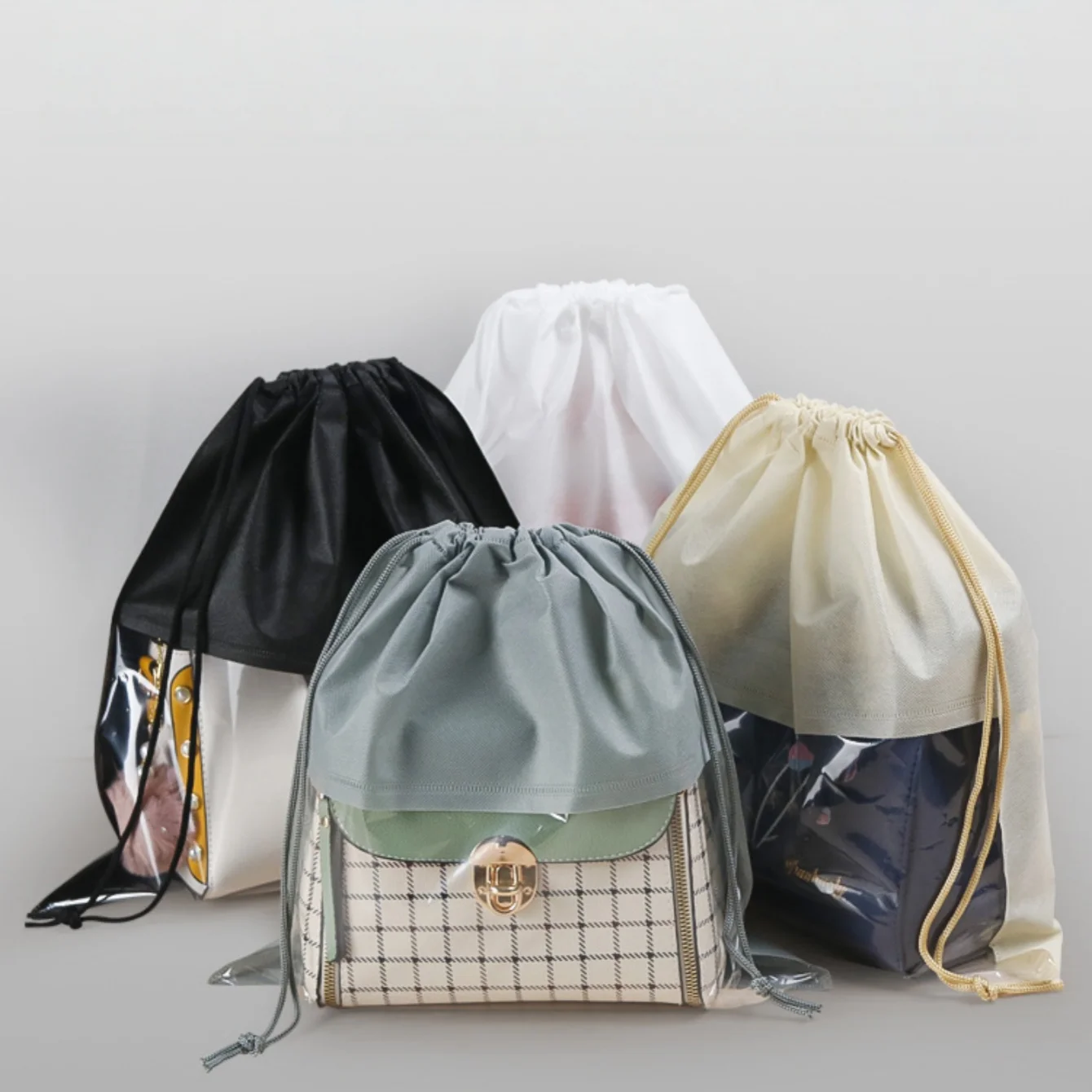 Dust Bag Handbag Moisture-proof Bundle Pocket Transparent Drawstring Storage Bag Dustproof Handbag Cover bathroom