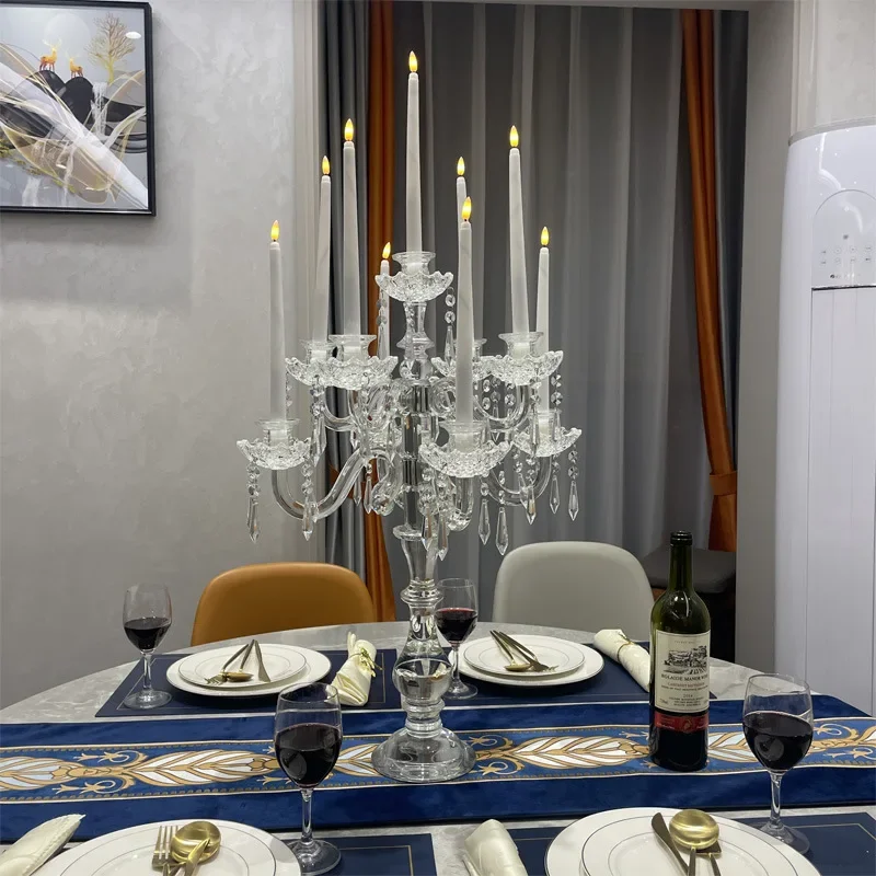 Nine-headed crystal candlestick, wedding European candlestick ornament model room decoration candlelight dinner spot