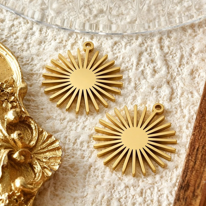 5Pcs Stainless Steel Laser Cut Hollow Flower Pendants Charms DIY Necklace Jewelry Making Accessories