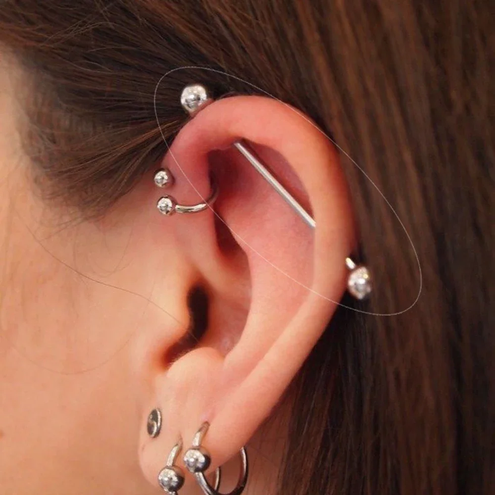 2 Pieces 1.2mm 16G Helix Tragus Straight Barbell Ear Nipple Tongue Ring  Body Piercing