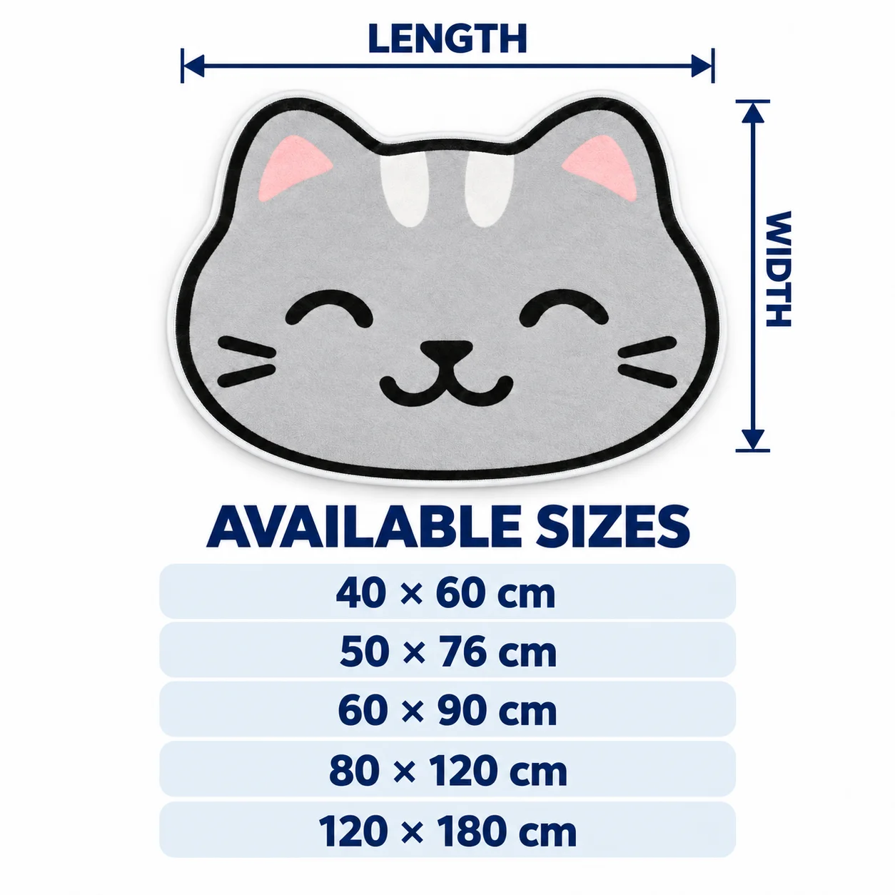 Gray Cat Face Shaped Area Rug Pet Lover Pet Mat Soft Flannel Floor Mat for Bedroom Living Room Kitchen and Cozy Home Decor Gift