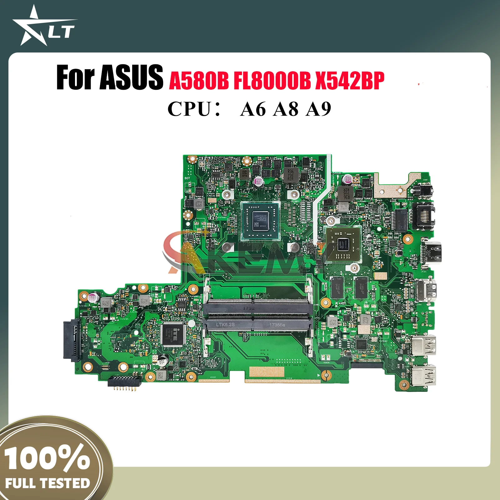 

X542BP Laptop Motherboard For ASUS VivoBook X542B X542BP A580B FL8000B Notebook Mainboard With A6 A8 A9 CPU 100% tests OK stk