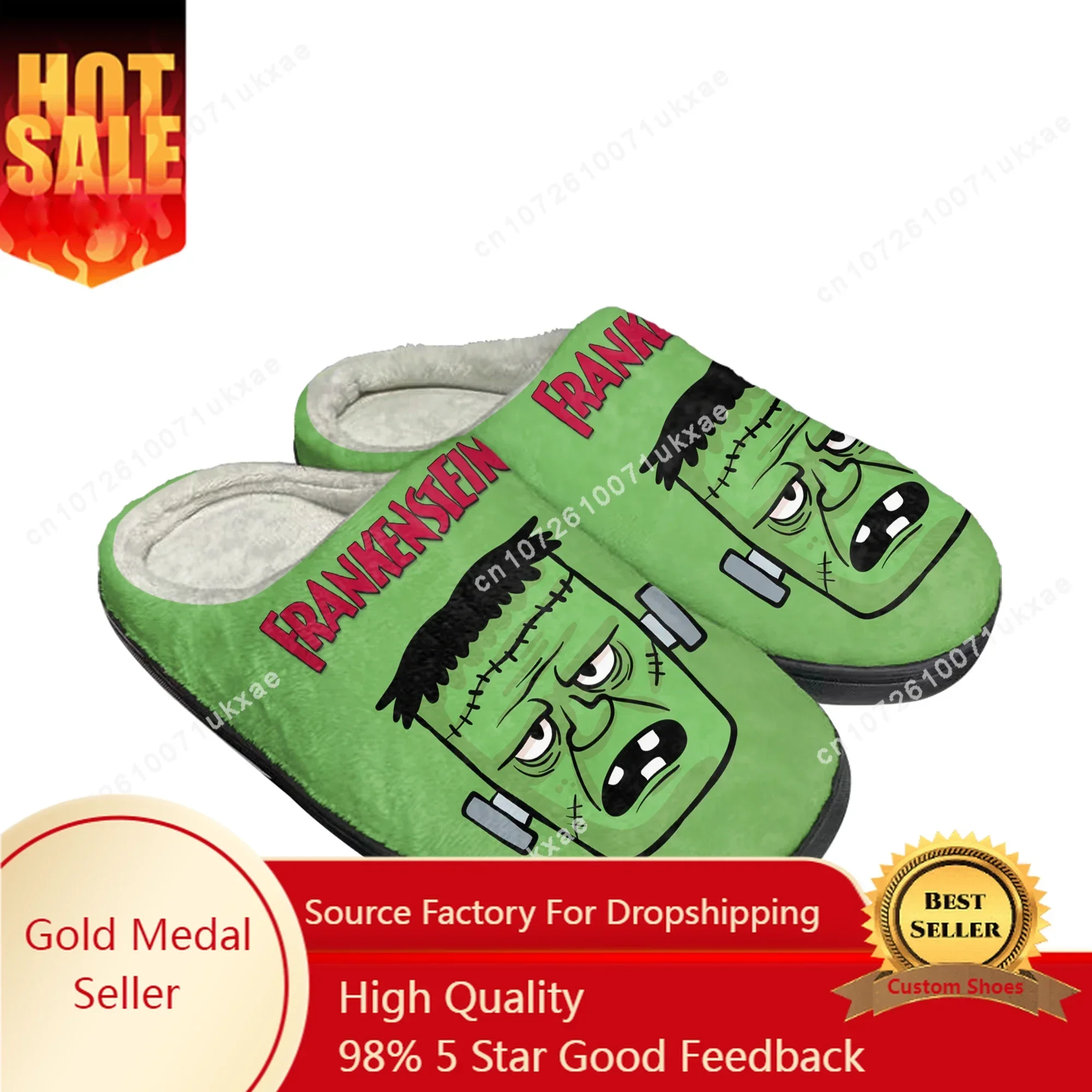 Frankenstein sandal katun untuk pria wanita, sandal rumah kamar tidur kasual, sepatu tetap hangat termal dalam ruangan, sepatu kustom DIY untuk pria dan wanita