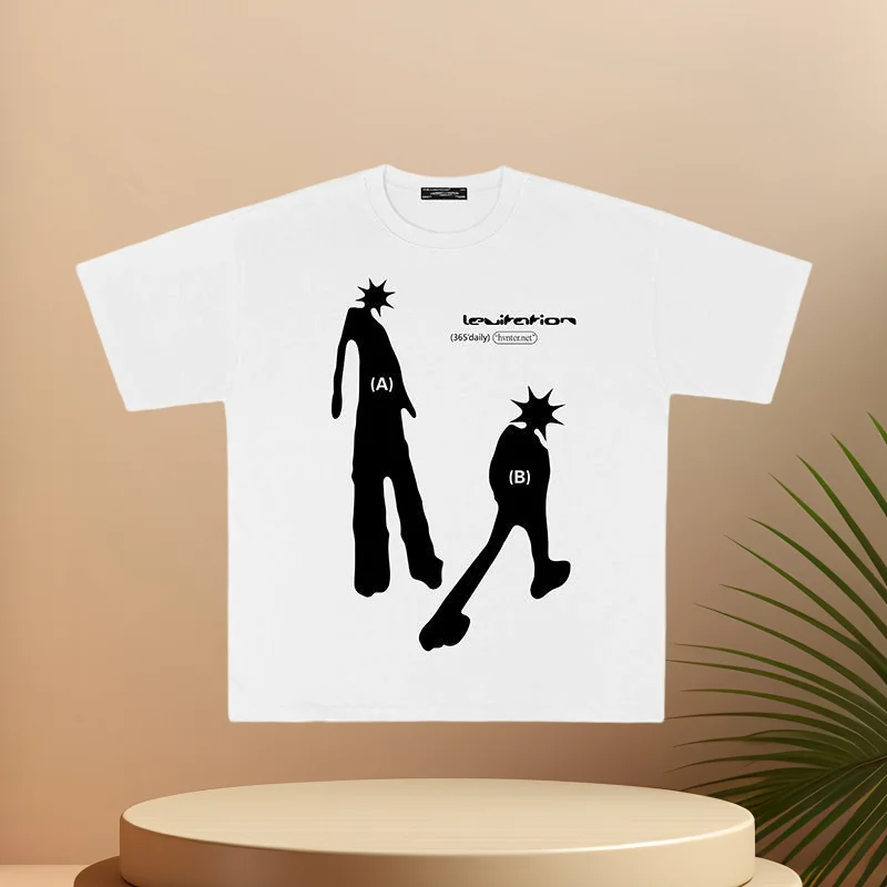 

Футболка D'été À Manches Courtes Et Col Rond Polyvalent En Pur Coton Imprimé Américain Pour Hommes Et Femmes