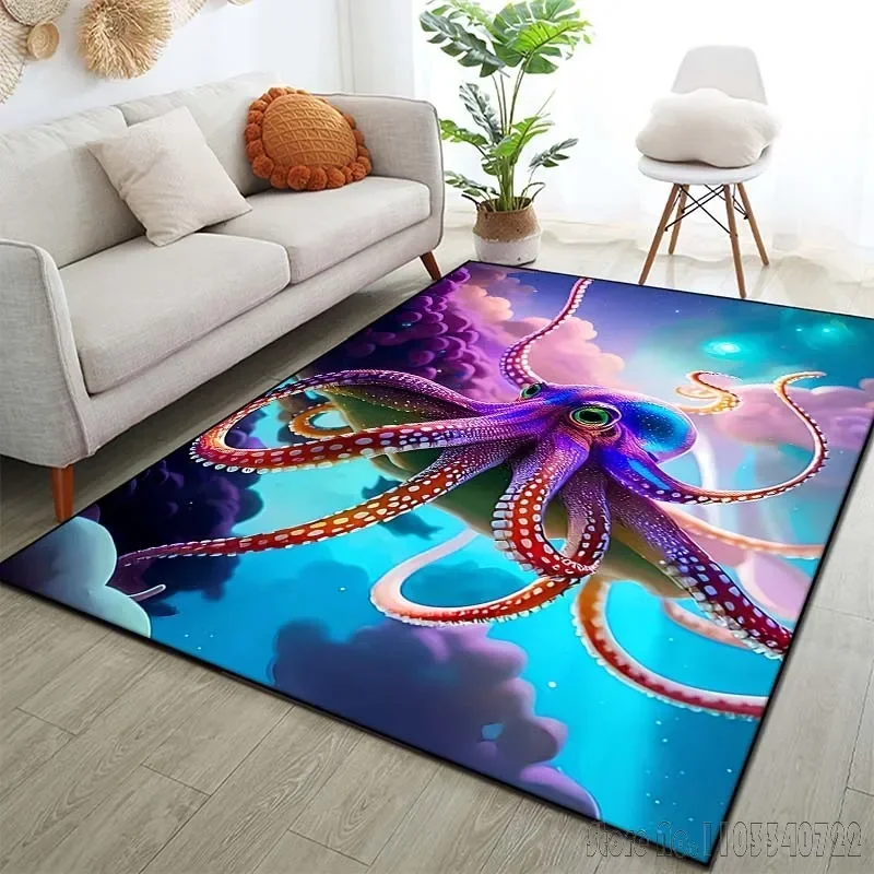 Teppiche mit Oktopus-Kunstmuster für Wohnzimmer, Schlafzimmer, Bodenmatte, Dekor, Badezimmer, rutschfeste Teppiche, Sofa-Matte, Heimdekoration, Teppich