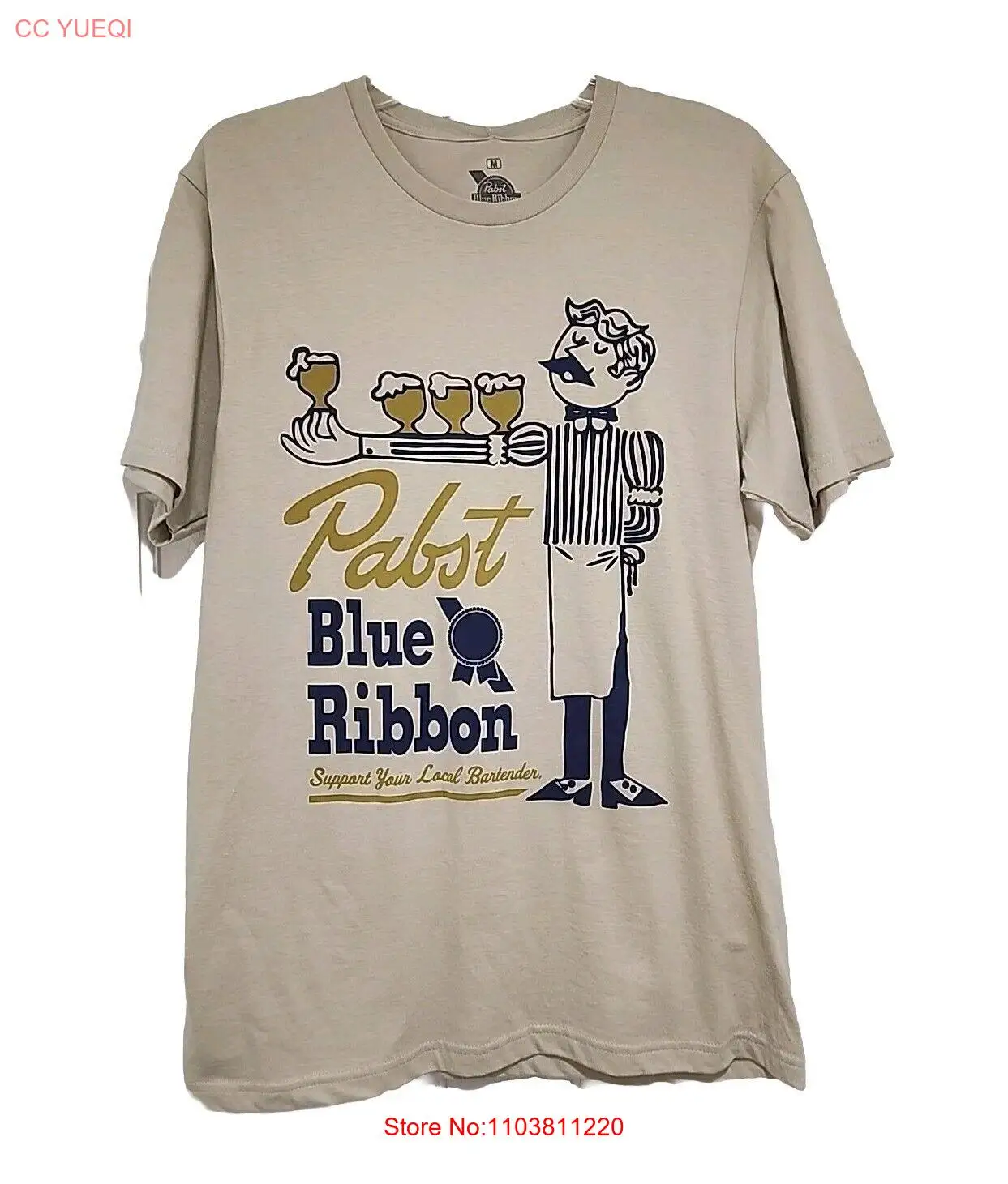 Новая синяя лента Pabst, поддержка вашего местного бармена, Мужской средний ретро цвет