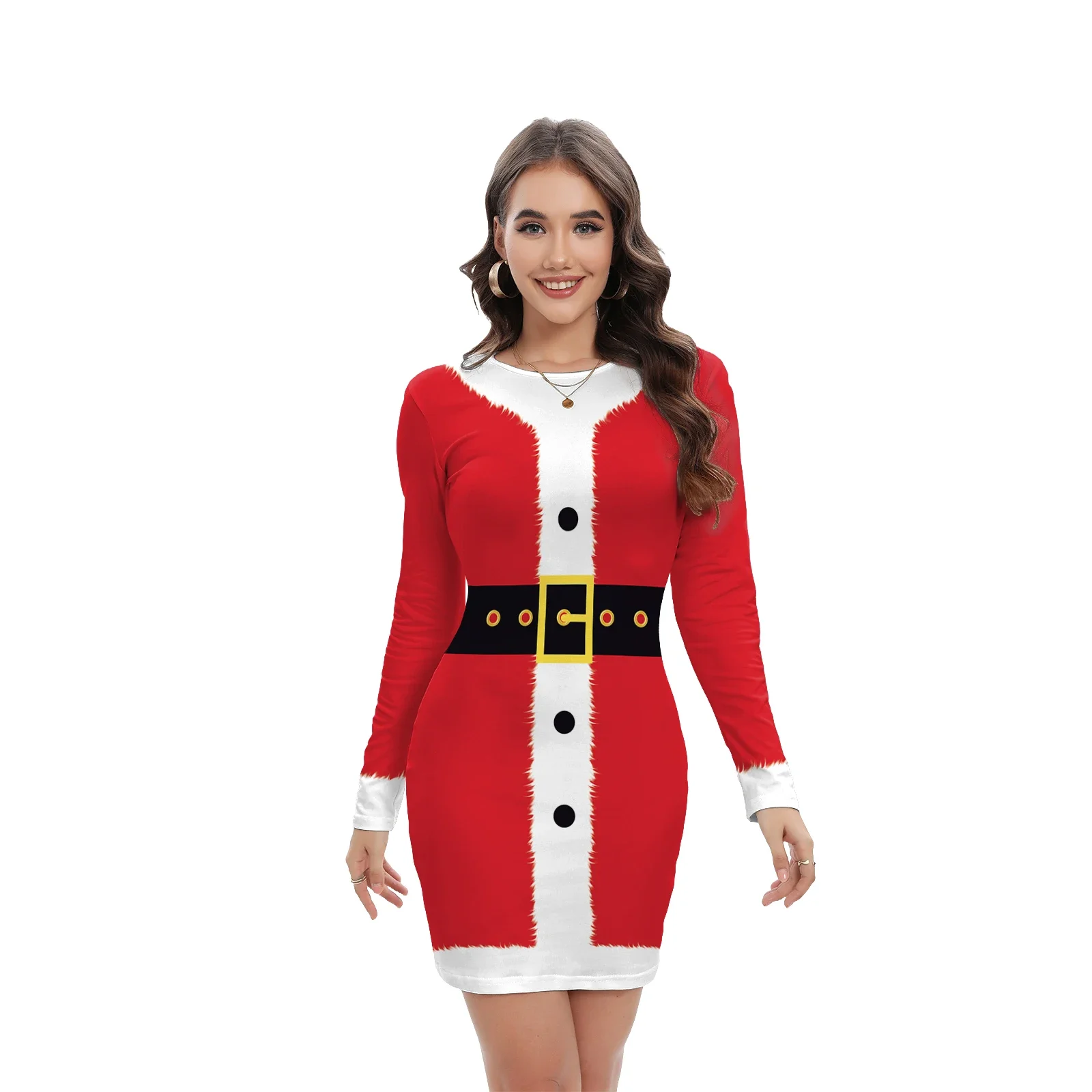 Christmas Costumes Matching Clothes Santa Dress Cosplay Snowman Printed Dresses Christmas Women Girl Fancy Dress