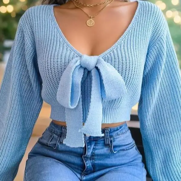 

Men's And Women's Knitted Sweater with Knot Design Coolmax Fiber Ciwalk Appropriate Ne Nine Sve Length