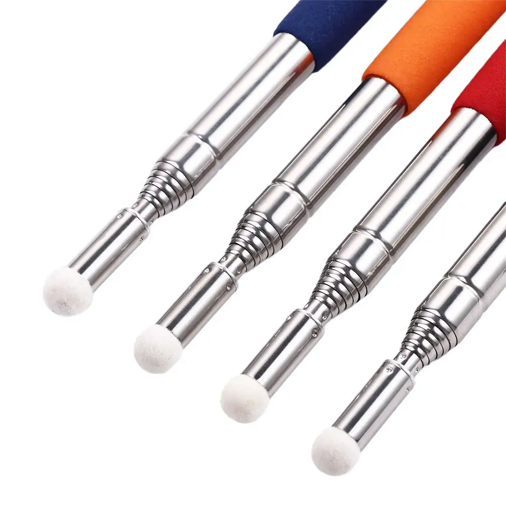 1M Extendable Stainless Steel Retractable Teaching Pointer Pen Felt Head Hand Pointer Presenter Pointing
