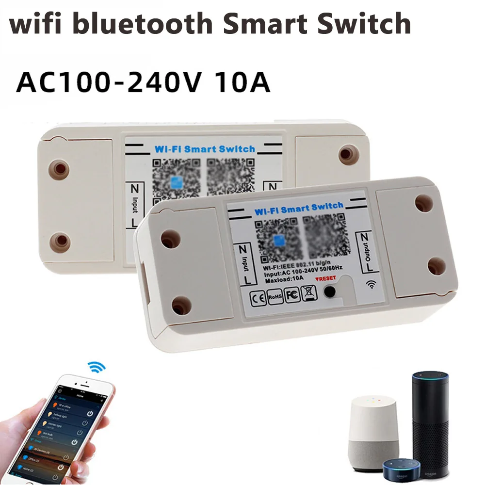 10A DIY WiFi Smart Light Switch Universal Breaker Timer Wireless Remote Control Work With Alexa Google Home Smart Home Yandex