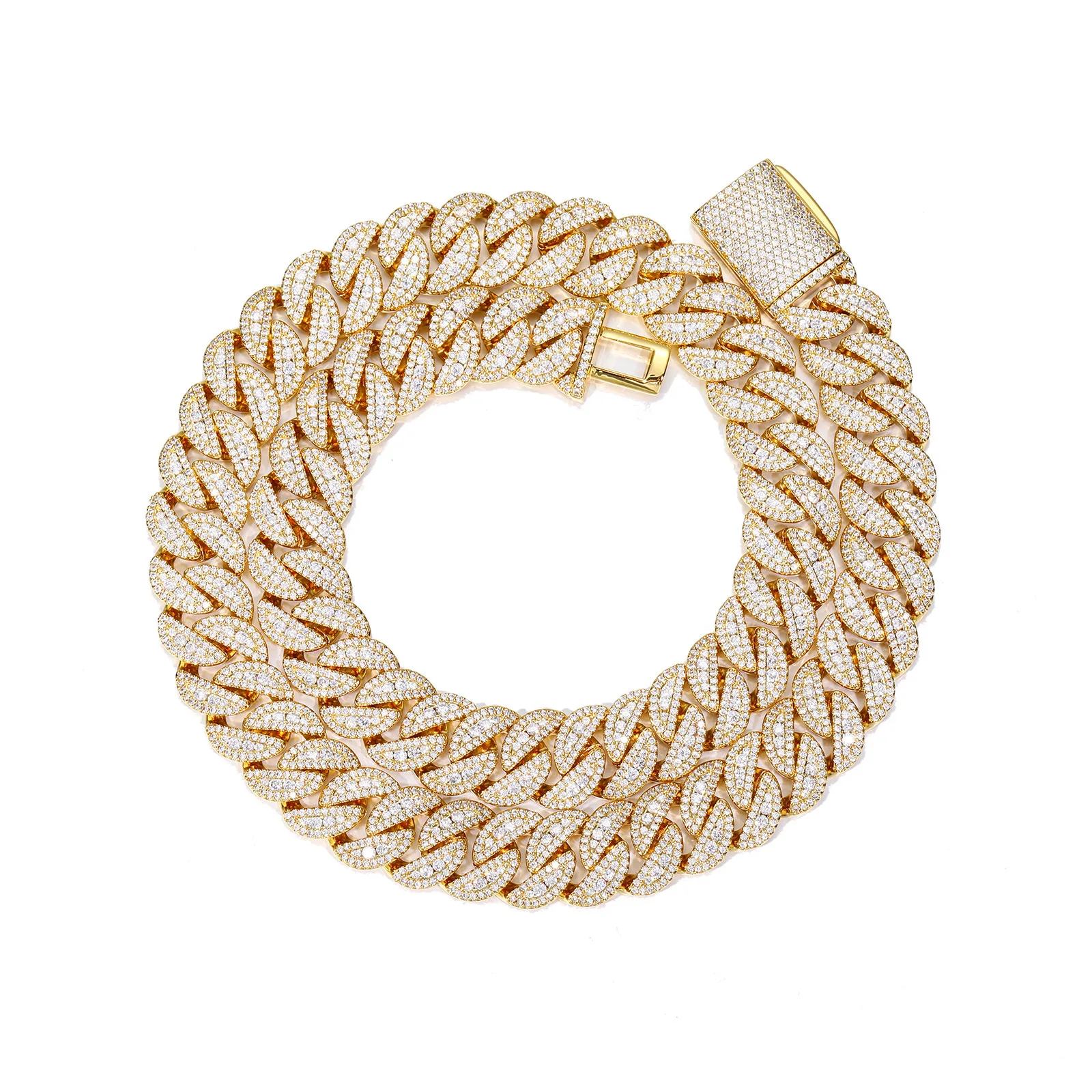 

14 мм полное бриллиантовое ожерелье с пузырьками, мужское модное циркониевое кубинское ожерелье, модный браслет, ювелирные изделия