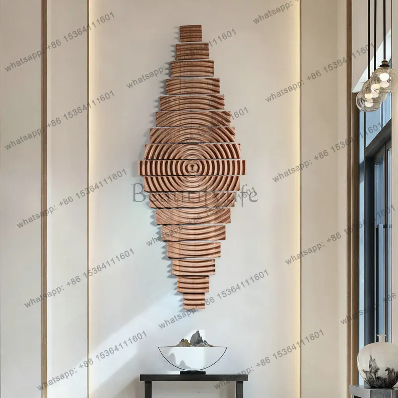 Modern simple wood carving wall decoration creative wall art installation painting