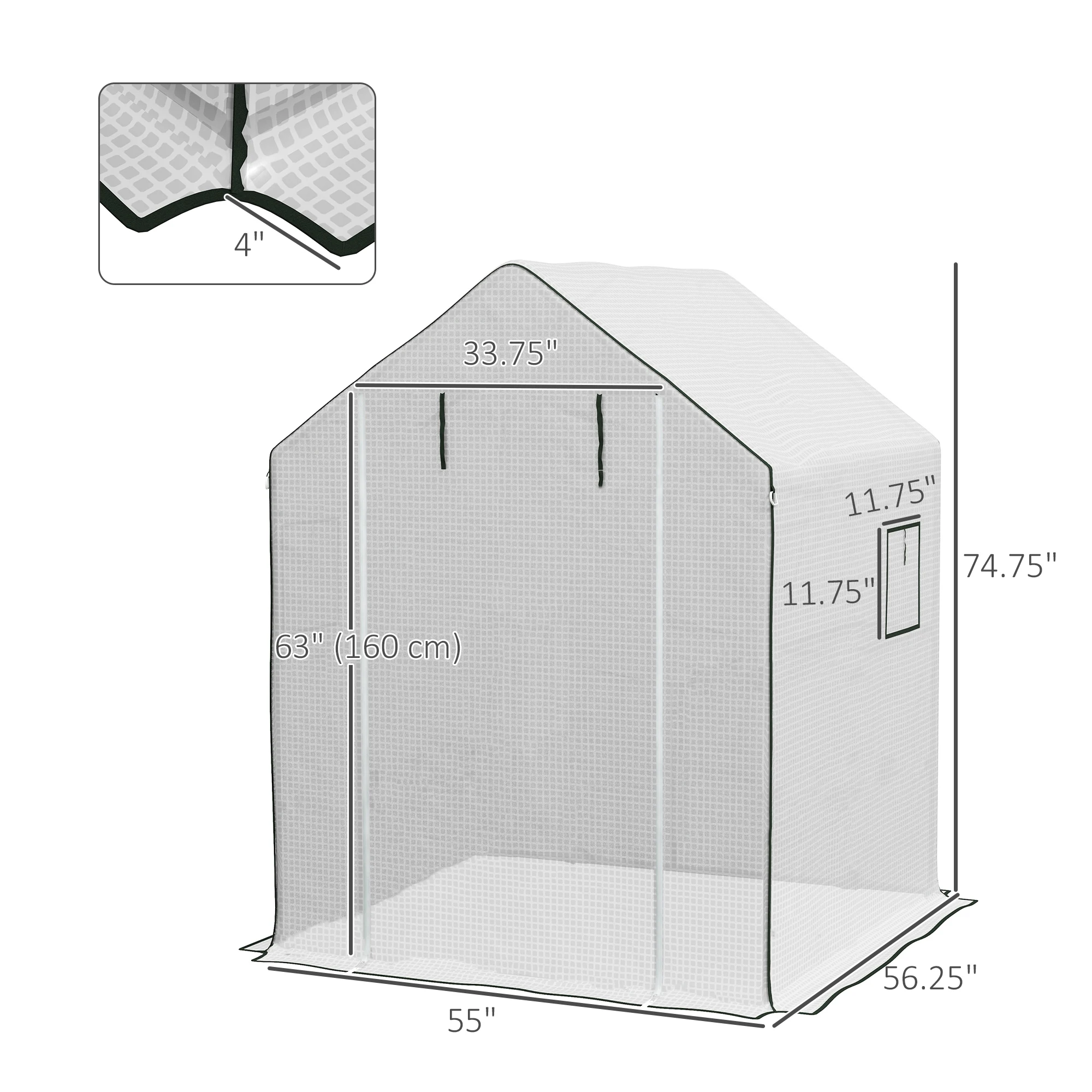 Outsunny Walk-In Greenhouse Cover Replacement, 55