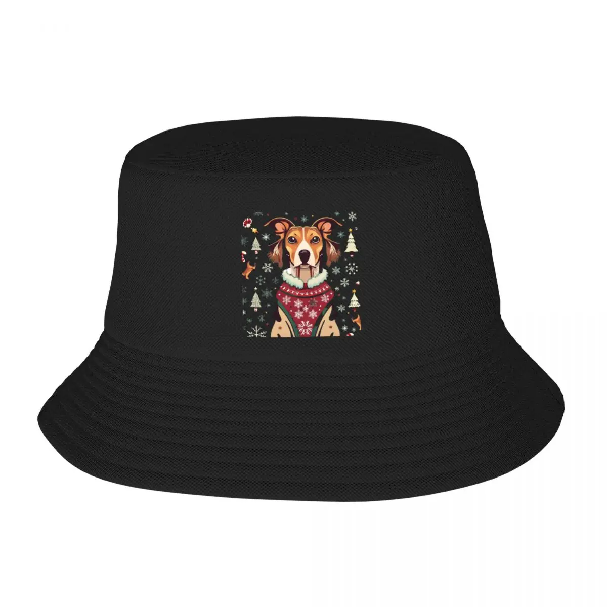 Christmas dog, scottish christmas Bucket Hat Sunhat Snap Back Hat Fishing Caps Man Cap Women's