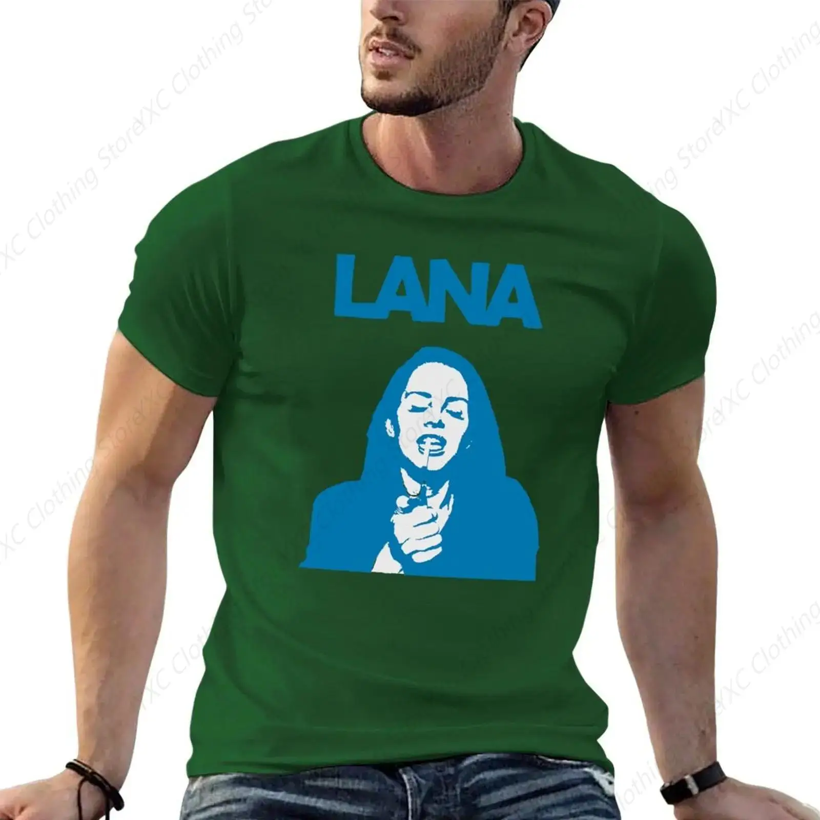 Lana del rey smoking Men's T-shirt- Short Sleeve Crew Neck Soft Fitted Tees S - 6XL Fresh Classic Basic Tshirts