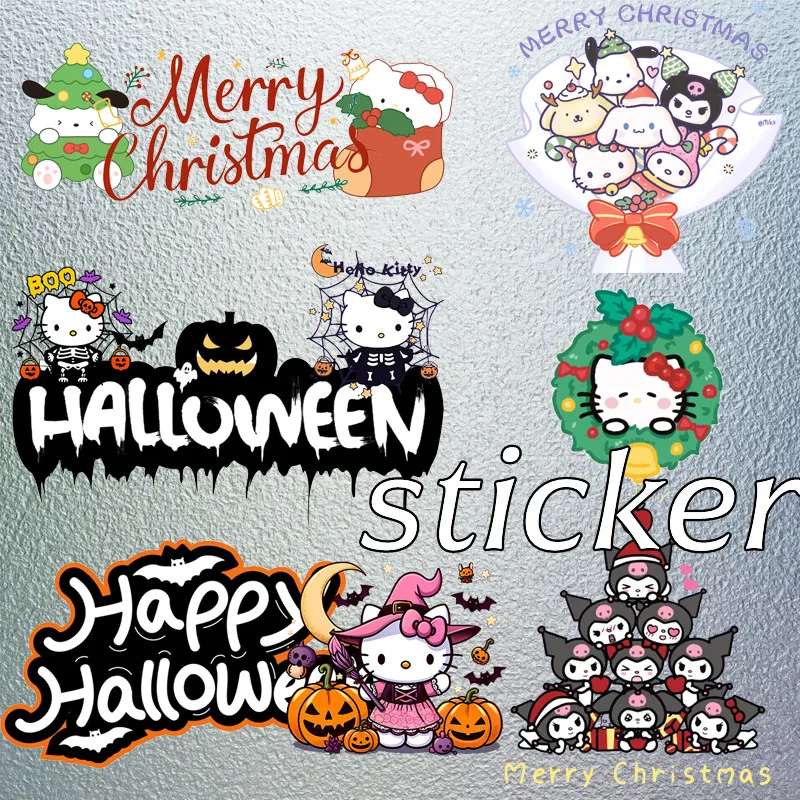 

10cm Sticker Christmas Window Decorate Patch Halloween Kawaii Kuromi Water Cup Exquisite Room Layout Accessories Festival Gift