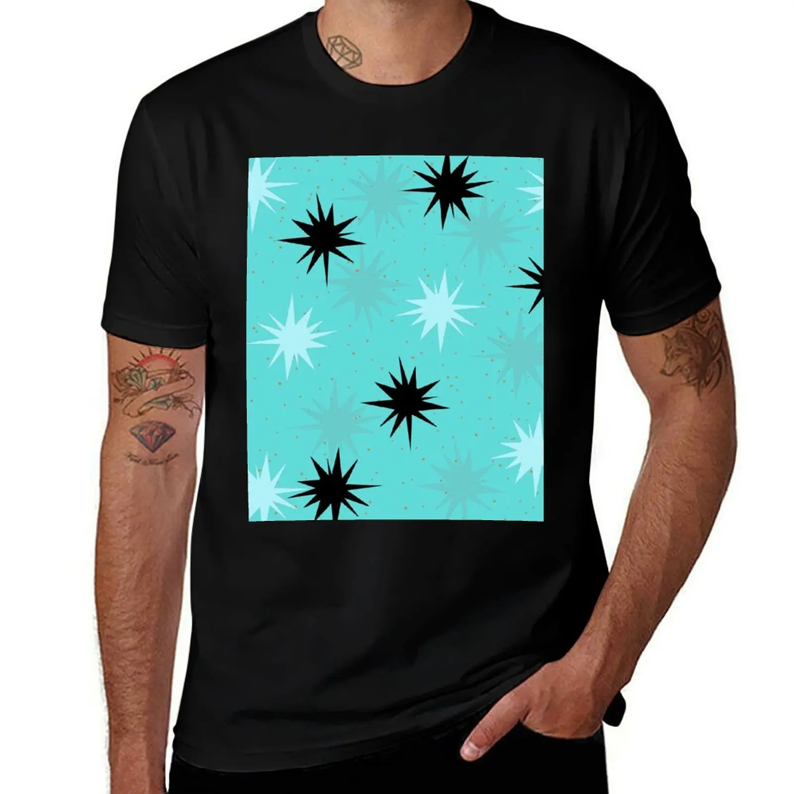 

Mod Atomic Turquoise Starburst T-Shirt t shirt for man 100 percent cotton man t shirts cotton cotton t shirt man T-Shirt