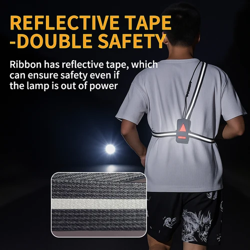 Imagen 2 del producto Luces para correr de noche en bicicleta Luz para el pecho con 90 ° Lámpara de seguridad ultrabrillante impermeable con ángulo de haz ajustable con correas reflectantes