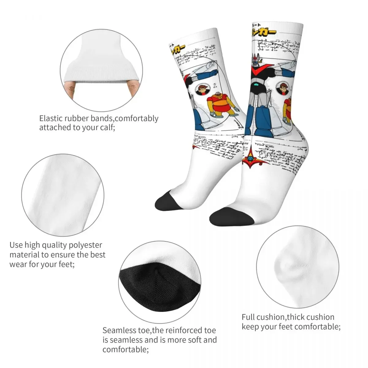 All Season Socks Mazinger Z Robot Tranzor Z Merch for Male Compression Print Socks Spring Autumn Winter Best Gifts Idea