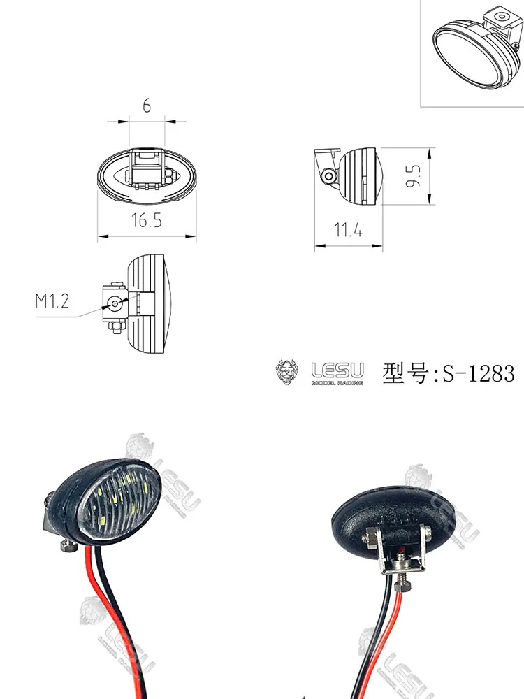 RC 1/14 Engineering Road Roller Lamp for Tamiya Hydraulic Excavator Loader Dump Truck for