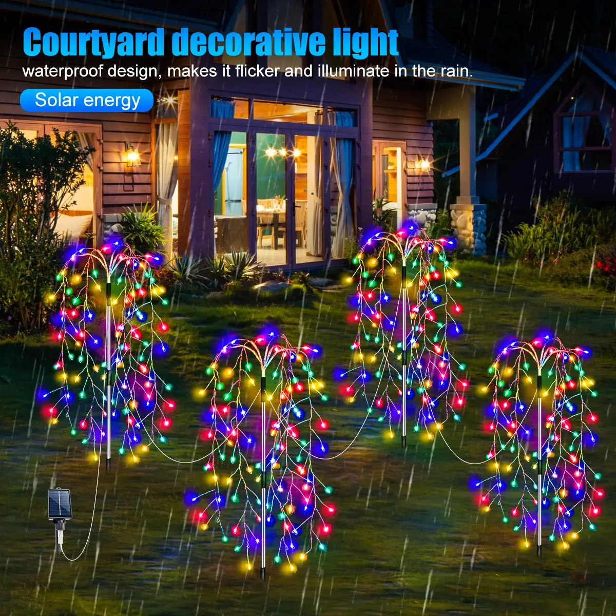 Luci a corda petardo impermeabili per esterni ad energia solare 420/680 LED con 8 modalità luci solari da giardino per percorso cortile Landsca