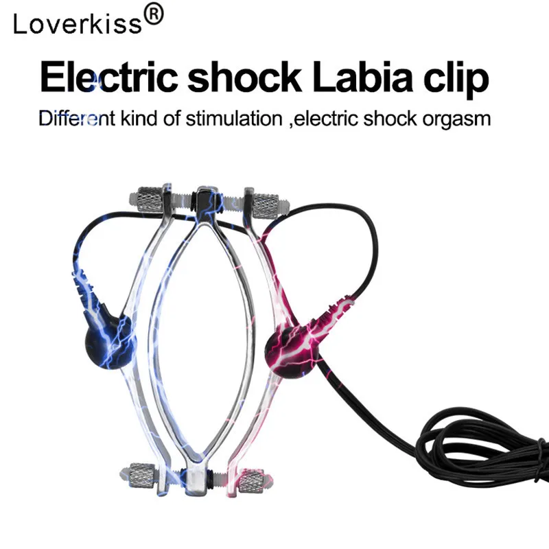 Electric Shock Labia Clips Clitoris Stimulator Clamp Pussy BDSM Clamps Sex Toy for Women Vagina Spreader Peep Opener No Vibrator